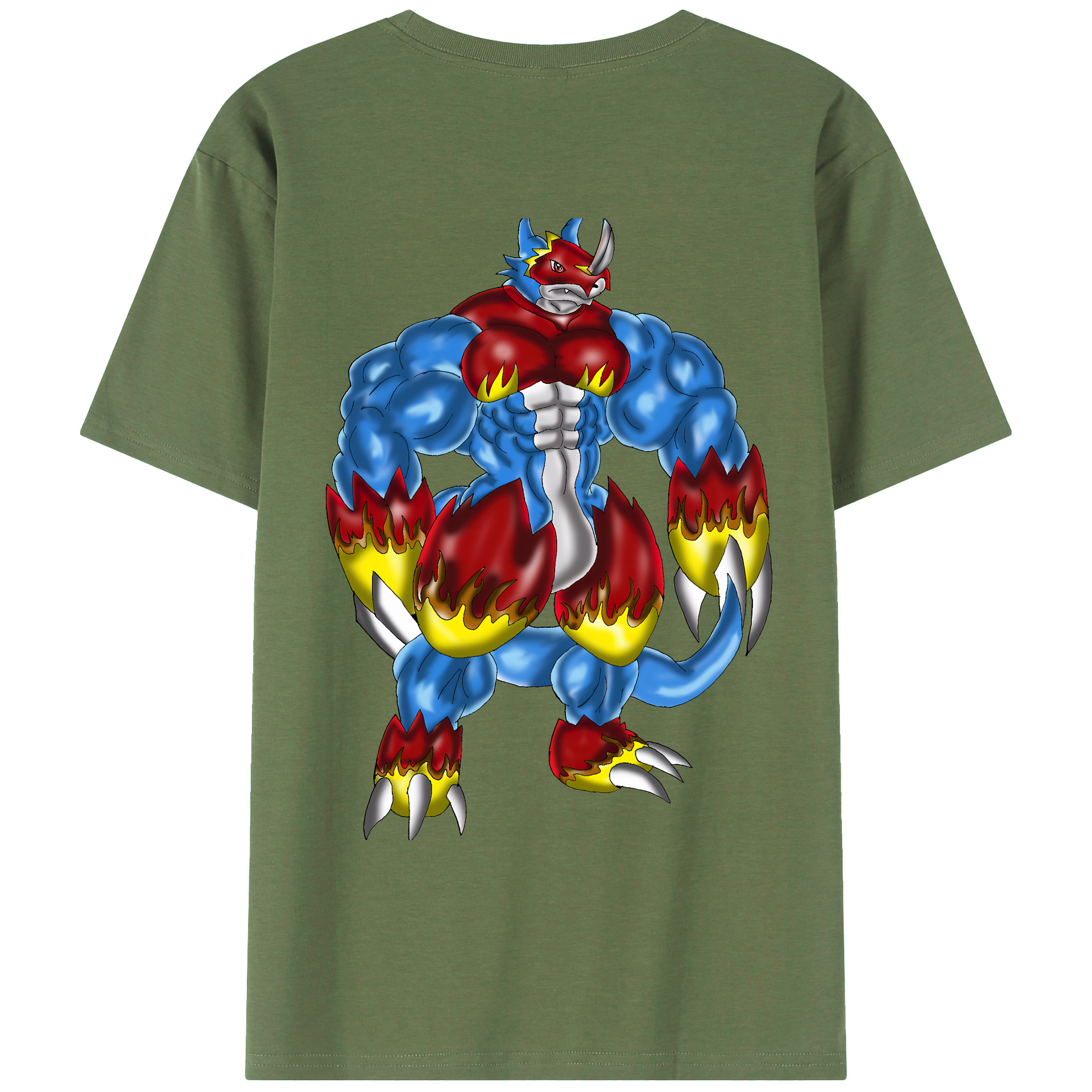 （画像用） Digimon デジタルモンスター/デジモン 綿100％ メンズ半袖Tシャツ（バックプリント） 通気性